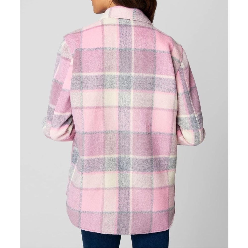 Blank NYC Plaid Sherpa Wool Coat Women's Small Fleece Jacket - Picture 8 of 14